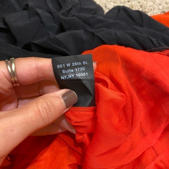 Derek Lam Women’s Silk Dress Red & Black Size 8 Knee Length Flowy Layered Dress - Picture 7 of 10